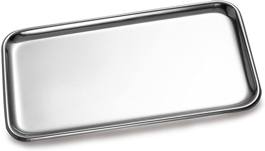 IMEEA 1 Pack Small Stainless Steel Organizer Tray 8" x 4.6" Vanity Tray for Bathroom Kitchen Countertop Multi-Purpose Catch-All for Soap, Jewelry, Perfume, Keys, Accessories