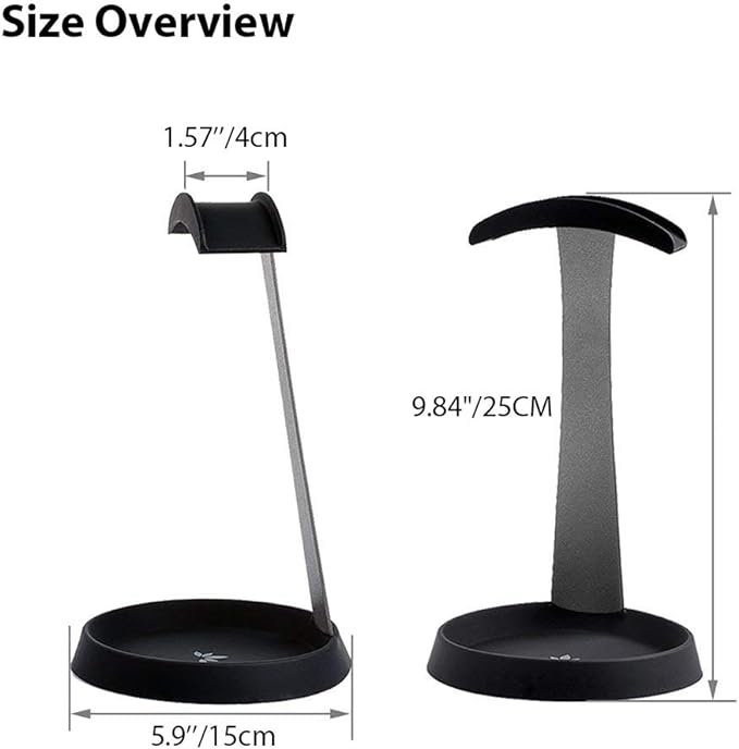 Avantree HS102 - Metal & Silicone Headphone Stand Hanger with Cable Holder, Black Desk Earphone Mount Rack, Fancy Music Studio Accessories