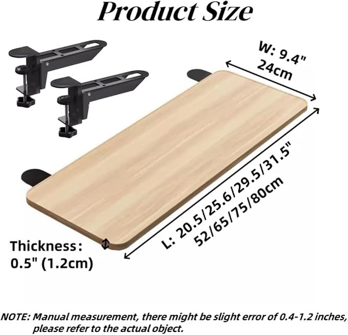 Desk Extender Tray, Clamp-on Kitchen Table Extender, Ergonomic Desk Extenders, Computer Armrest Table Stand, Countertop Gap Rack for Home, Office, Desktop(A,20.5" Lx9.4 W)
