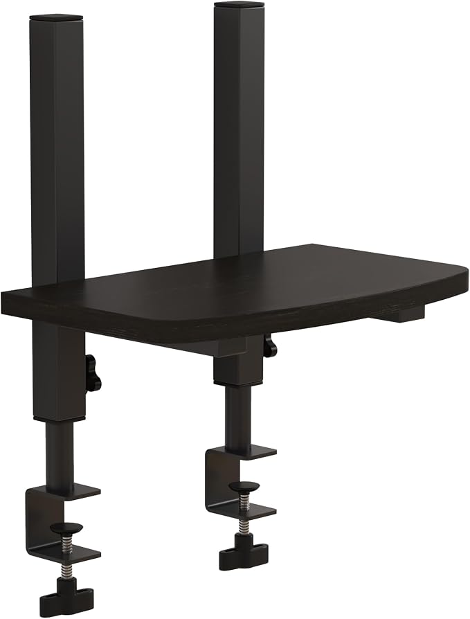 Adjustable Monitor Stand for Desk, Wood Texture Monitor Stand Riser with 4.15“-13” Height Adjustment, Sturdy Computer Monitor Stand with Anti-Tip Design, Laptop Stand & Desk Organizer, Black (Black)