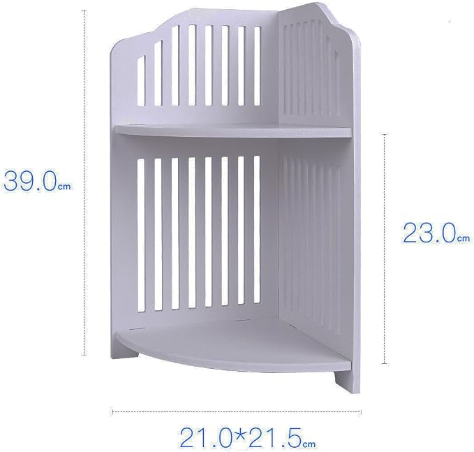 HornTide 2-Tier Corner Shelf, Brief Fashion Organizer Storage Rack, for Cosmetic Doll Potted-Plant Vitamins Supplements Caddy, DIY Desk/Table Decoration, Wood-Plastic Composites, White