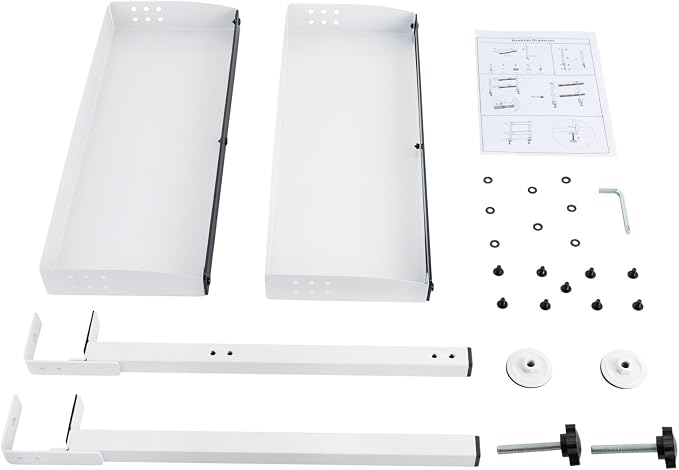 Clamp-on Desk Shelf, Plastic Panel Clip-on Desk Shelf, 2-Tier Shelving with Adjustable Storage Tray, for Offices, Bedrooms, Living Rooms, Etc (White)