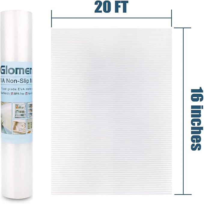 Shelf Liner, Non-Slip Cabinet Liner, Washable Oil-Proof for Kitchen Cabinet, Shelves, Refrigerator, Storage, Desks, 16 Inches x 20 FT, Non Adhesive Drawers Liner… (16 Inches x 20 FT)