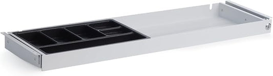 PERFECT POSTURE Under Desk Storage Drawer With Lock – Slim Pen & Pencil Drawer for Regular & Sit-Stand Standing Desks, White (10" x 33")