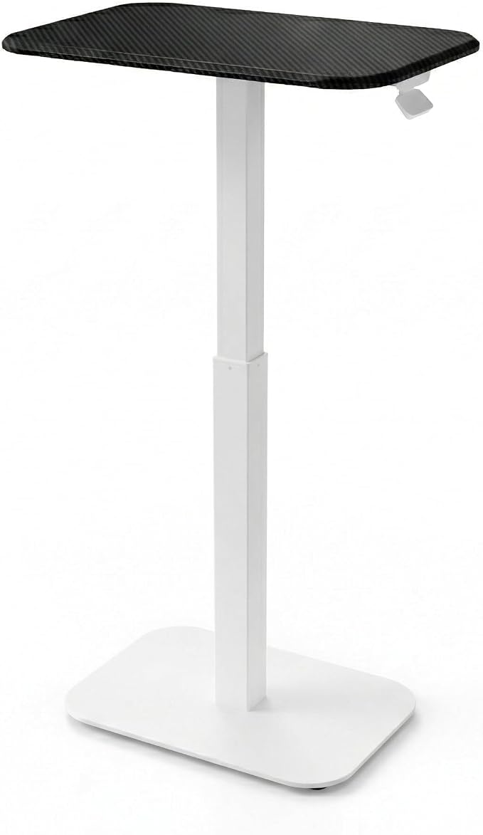 Elevance Height Adjustable Side Table, White Base, Carbon Black Top | Sofa Laptop Table for Couch & Bed | Small C-Shape End Table for Home or Office