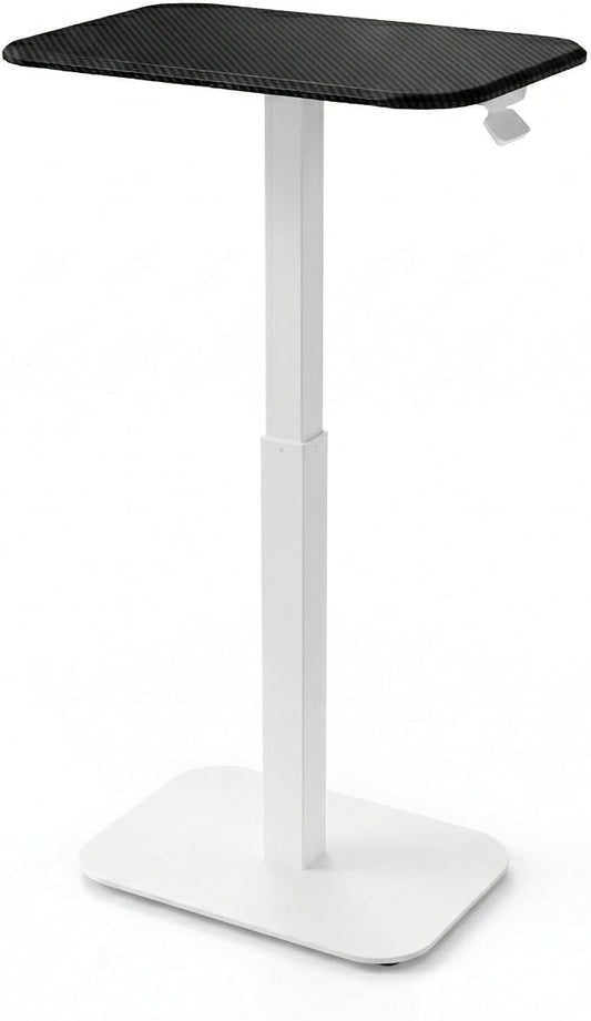 Elevance Height Adjustable Side Table, White Base, Carbon Black Top | Sofa Laptop Table for Couch & Bed | Small C-Shape End Table for Home or Office
