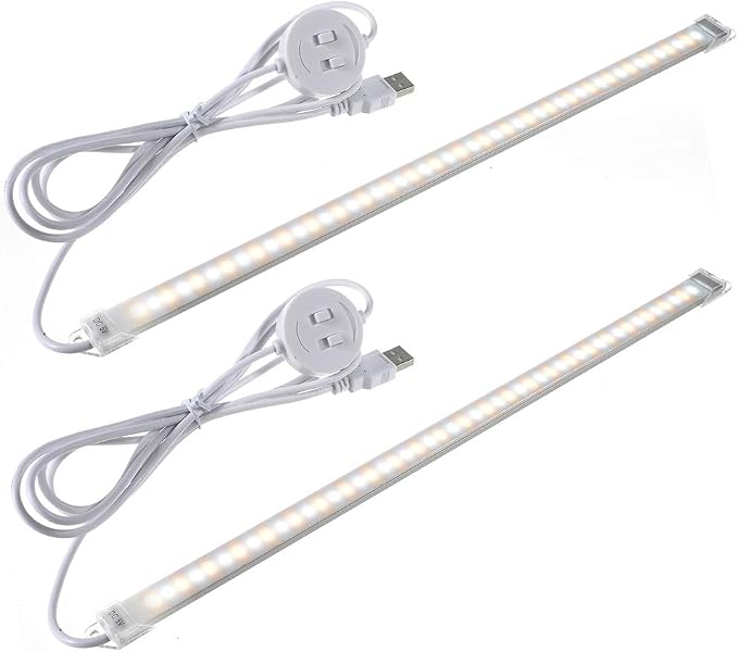 Dimmable Under Cabinet Lighting, Portable USB Reading Strips Craft Light Eye-care LED Desk Reading Lamp Light Great for Craft Table,Pianos,Music Stands,Kitchen,Wardrobe,Shelf,Drawer (warm&cool)
