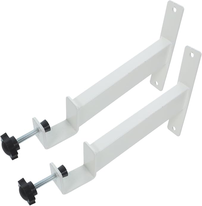 BESTYASH 2pcs White C Clamp Table Extension Bracket Legs, Heavy Duty Thickened Carbon Steel Desk Height Riser Supports for Home Office Desktop Shelf Organizer