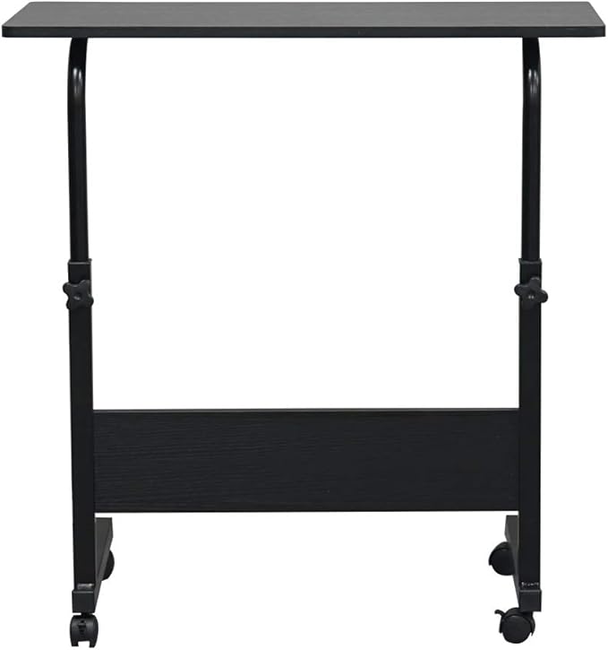 Side Mobile Table,31.50 inch Computer Desk with Wheels Height Adjustable Rolling Potable Laptop Cart, C-Shaped Bed Couch End Tables with Edge Stopper for Living Room Bedroom, Black