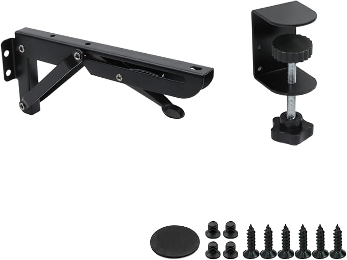 Bitray Desk Extender Clamp Bracket Foldable Bracket Desk Tray Bracket for Desk PC Keyboard Desk Keyboard Tray Black Punch Free Keyboard Tray Clamp Fits 0.5"-2.2" Thick