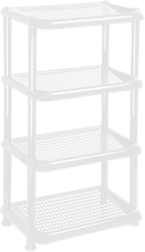Mintra Home Light Duty Plastic Storage Racks (Rectangular Rack, White) - 18.5inW x 11.75inD x 35.5inH
