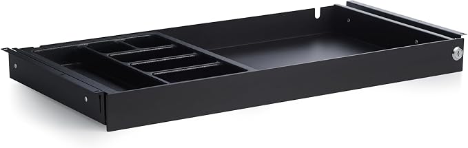 PERFECT POSTURE Max Under Desk Storage Drawer – Large Desk Drawer with Lock for Regular & Sit-Stand Standing Desks, Black (13" x 26.5")