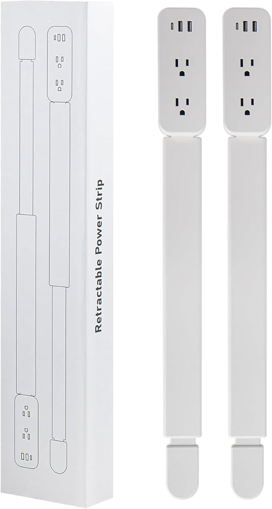 Outlet Extender Stick - Features USB-A, USB-C and 2 AC Outlets, Extends 22"-34", Rotates 180° Access Hard-to-Reach Outlets, Wall Plug Power Socket Expander Nightstands, Sofa, Desks and More