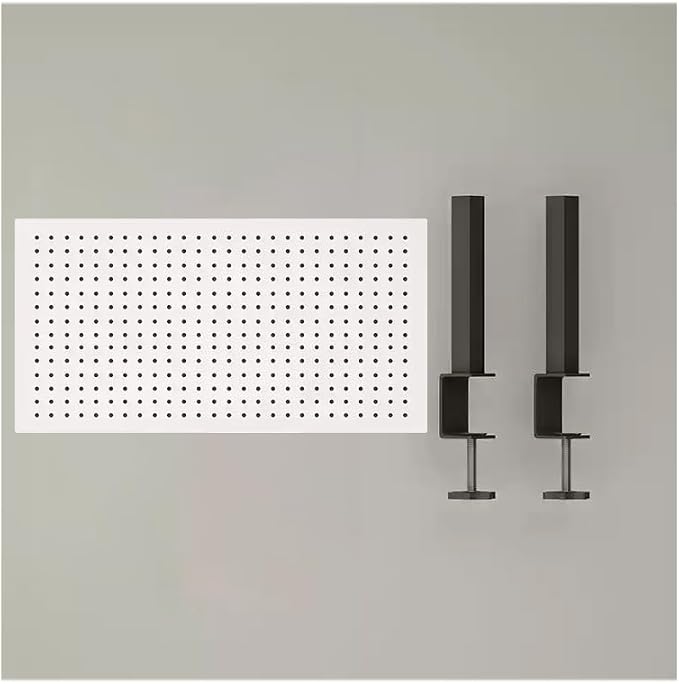 Clamp on Desk Organizer Shelf, Metal Desk Partition Panel, Desk Extender with Pegboard, Multifunctional Desktop Display Stand,White,Extra Large