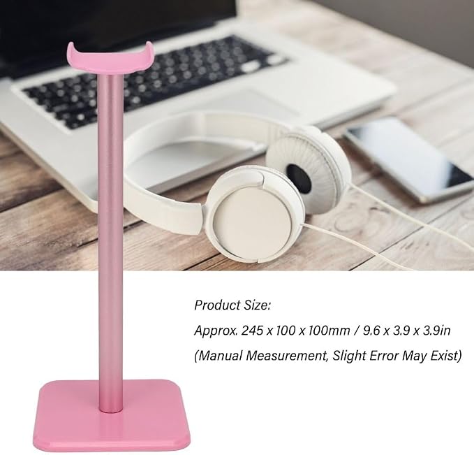 Headphone Stand with Anti-Slip Base & TPU Tray – Aluminum Alloy Holder for Gaming Headsets, Universal Fit Home Office Desk Organizer(Pink)