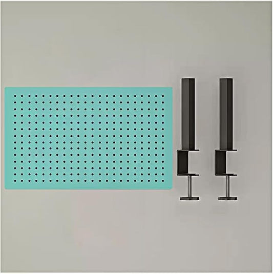 Clamp on Desk Organizer Shelf, Metal Desk Partition Panel, Desk Extender with Pegboard, Multifunctional Desktop Display Stand,Blue,Large
