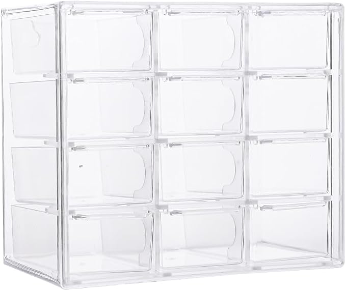 Acrylic Drawer Organizer, Clear Desk Organizer with Drawer, Plastic Stackable Storage Drawers with 12 Drawers, Dustproof for Jewelry, Craft, Office Supplies