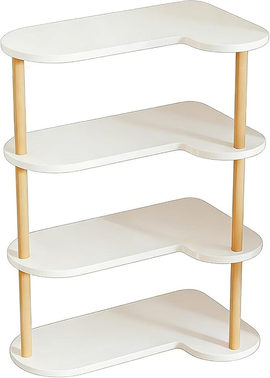 Desktop Bookshelf Organizer, Multi Tier Space Saving Corner Shelf, Thickened Wood Board Structure, Small Bookcase for Office, Home, Dorm(White,15.3 * 8.4 * 25.1in)