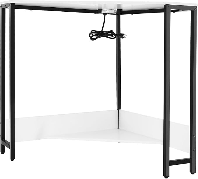 Corner Desk with Storage Shelves,Adjustable Shelf Corner Desk - Triangle Writing Desk with Maximized Storage for Efficient Use of Space (White)