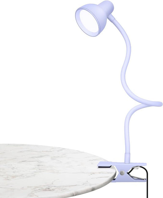 LiFMIRA Clip on Lamp USB Reading Light, 3 Color Modes, 10 Brightness Dimmable, Flexible Gooseneck Desk Lamp with Clamp, Eye Care Clip on Light for Bed Headboard Desk Home Dorm