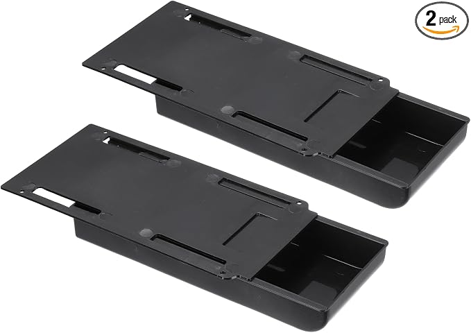PATIKIL 2 Pack Under Desk Drawer Slide Out, 8.66 x 4.3" Plastic Table Storage Drawers Slide Out Storage Box for Laptop Study Desks Dining Dressing Tables Wardrobes Cabinets, Black
