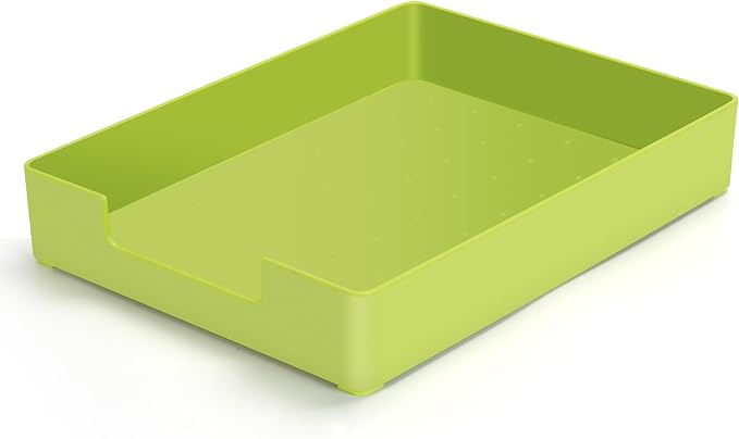Letter-Size Tray Desk Letter Tray Paper Tray, Sturdy Heavy-Duty Plastic Printer Paper Tray, Single-Tier Stackable File Storage Organizer for Office Home (Green)