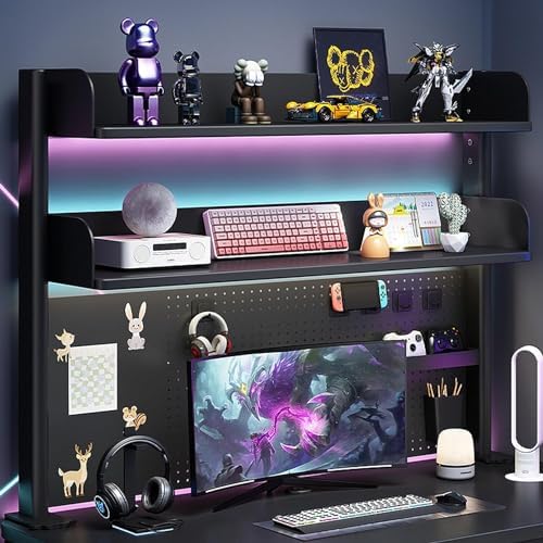 Pegboard Wall Organizer Panels.Desk nizer Shelf Clamp On Extender Workstation Pegboard Computer Accessories for Office Gaming Privacy Panel Desktop Shelving System Black，（One Color，80cm/31.