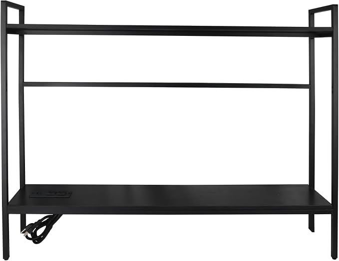 38.5" Desk Shelf with Outlets, 2-Tier Adjustable Multipurpose Engineered Wood Organizer Desk Hutch, Office Storage Rack, Desktop Shelf Organizer for Dorm,Office Home(Black)