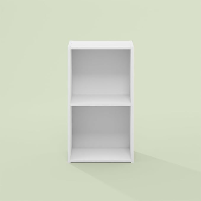 Hagen 2-Tier Open Shelf Storage Organizer, Bookcase, Bookshelf, for Living Room and Home Office, White