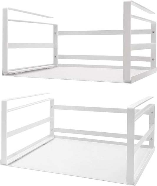 Nxconsu 2 Pack Large Heavy Duty Under Cabinet Organizer, Slide-Under Shelf Basket with Solid Metal Bottom, Hanging Pantry Shelf for Kitchen Cupboard Bookshelf Closet, Holds 30 lbs, White, 16.14"
