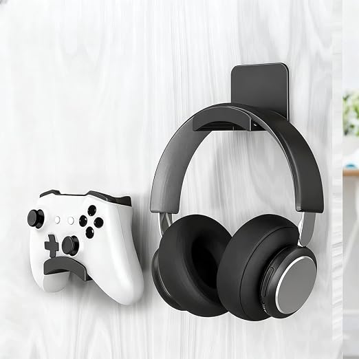 12 PCS Headphone Wall Hangers with Nano Tape, Adhesive Gaming Headphone Stand Headset Holder Hook Wall Desk Closet Door Mount for Most Headphone Controller Hat Baseball Caps (Black)