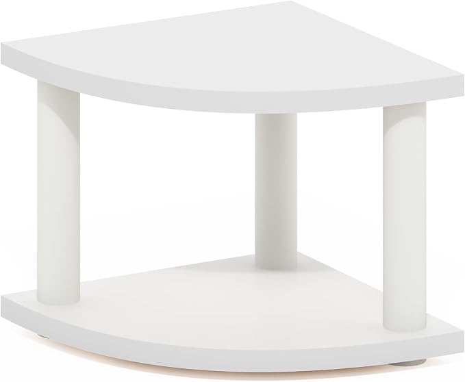 Furinno Turn-N-Tube Kitchen Countertop Organizer, 2-Tier Corner Countertop Organizer Shelf, Corner Shelf, for Kitchen, Pantry, Organizers and Storage, White