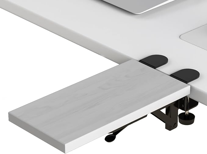 Sisyphy Ergonomics Desk Extender Tray, 11.8x5.9" Punch-Free Clamp on, Foldable Keyboard Drawer Tray, Table Mount Arm Wrist Rest Shelf, Computer Elbow Arm Support
