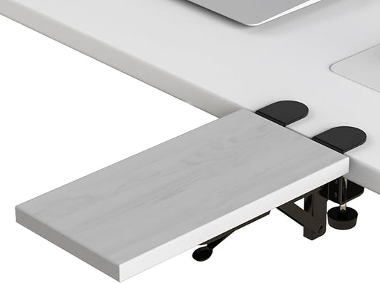 Sisyphy Ergonomics Desk Extender Tray, 11.8x5.9" Punch-Free Clamp on, Foldable Keyboard Drawer Tray, Table Mount Arm Wrist Rest Shelf, Computer Elbow Arm Support