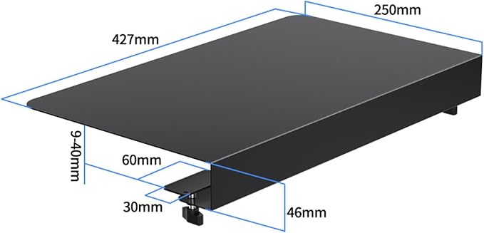 17 inch Corner Desk Connector Platform Keyboard Tray for L Shaped Workstations, Black Steel Clamp-On Sleeve Plate