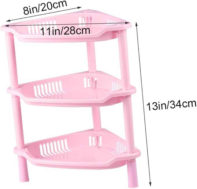 VOSAREA Plastic Storage Shelves Corner Desk Shelf Organizer Basket for Home Kitchen Bathroom Desk Stand Rack Easy Assembly