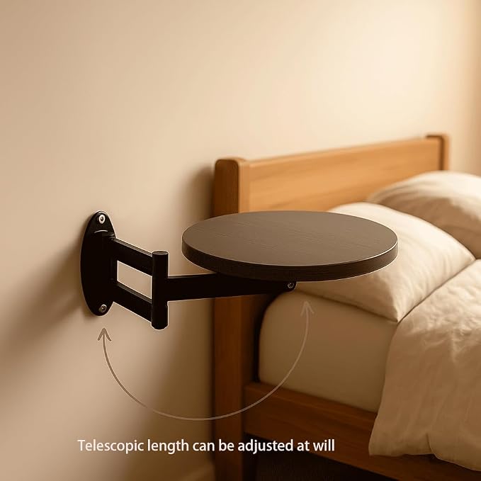 Wall Mounted Folding Table,Floating Desk for Wall,Sofa Side Table for Small Spaces,Bedside Folding Coffee Table,with Heavy-Durability Brackets, Perfect Addition to Bedside/Sofa Side/by the Desk