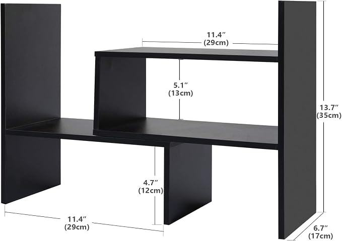 Sorfity Desktop Bookshelf Desk Storage Organizer Adjustable Wood Desktop Display Shelf Rack Counter Office Storage Rack Top Bookcase - Free Style Display Natural Stand Office Supplies Desk Organizer