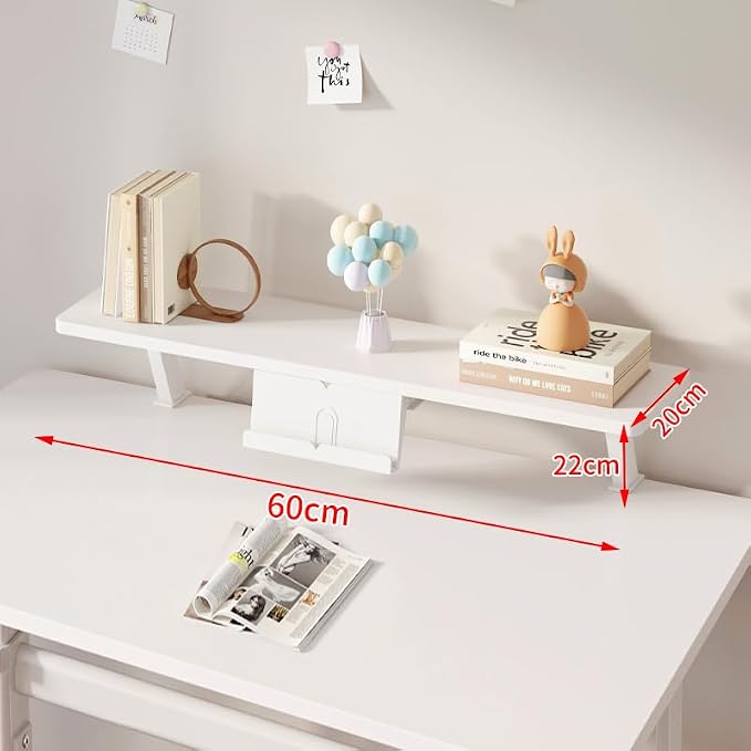 Clamp on Desk Shelf with Reading Stand 23.6x7.8in, Space-Saving Desktop Extender Klemmbares Schreibtisch Organizer Regal Adjustable Floating Desks Shelf for Office, Dorm, Home Desk Organization