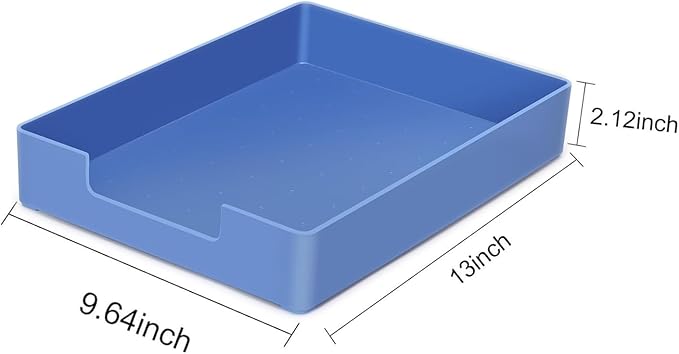 Letter-Size Tray, 2 PCS A4 Plastic Stackable Paper Tray, Desk Drawer Organizer for Office, School, Home Storage (2X Blue)