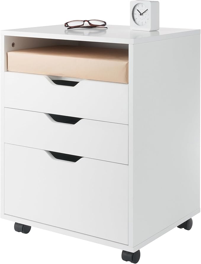 Winsome Halifax Mobile Storage Cabinet with 5 Drawers in White, Stylish & Functional Home Storage Cabinet for Filing, Kitchen Organization, Moveable Furniture for Office, Dorms, Apartments
