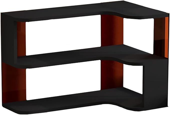 Desktop Organizer Shelf, Multi-Tier Space Saving Bookshelf with Corner Storage Design, Wooden Desk Rack, Countertop for Home Office Dorm(Black,19.6 * 11.8 * 11.8in)