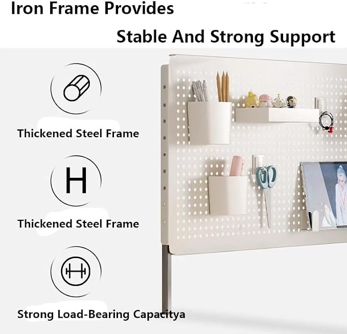 Clamp on Desk Organizer Shelf, Metal Desk Partition Panel, Desk Extender with Pegboard, Multifunctional Desktop Display Stand,Blue,Medium