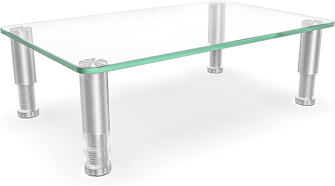 Hemudu Clear Computer Monitor Stand Riser with Height Adjustable Multi Media Desktop Stand for Flat Screen LCD LED, Laptop/Notebook/Xbox One,HD01T-002