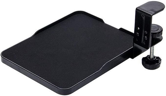 FUZADEL Ergonomic Mouse Tray Desk Attachment Mouse Platform Slide Out Extension Clamp On Wrist Rest Pad Under Desk Shelf (Black)