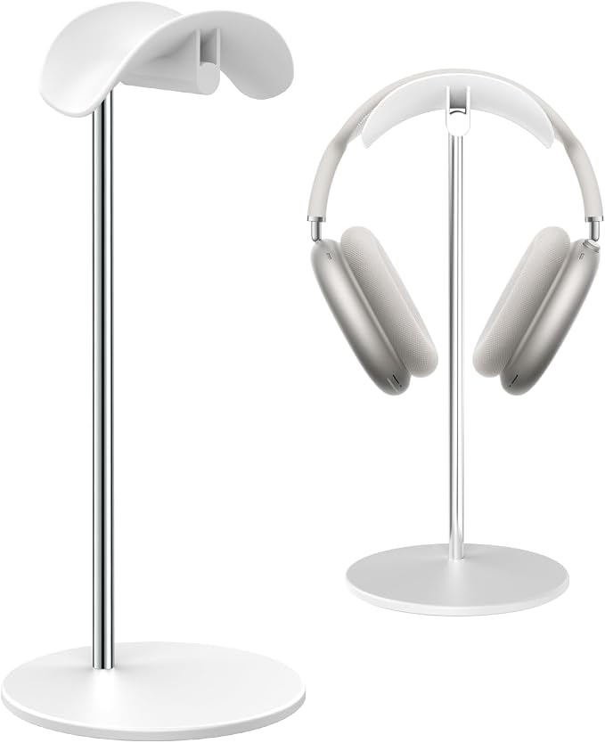 Headphone Stand, Headset Holder with Solid Base for Desk, Compatible with AirPods Max, Beats, Bose, B&O, Sony, Sennheiser, Gaming, etc (White)