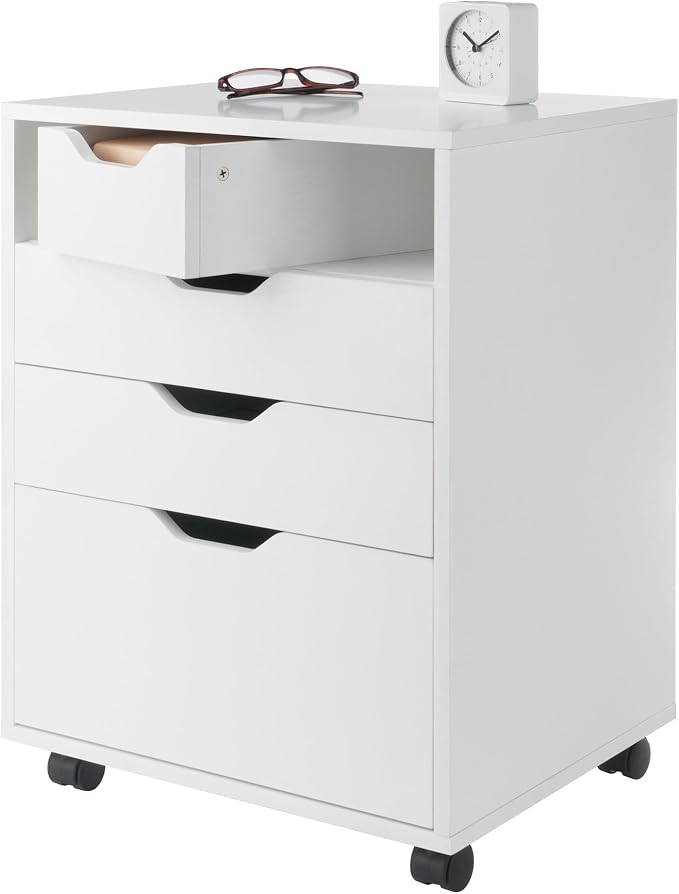 Winsome Halifax Mobile Storage Cabinet with 5 Drawers in White, Stylish & Functional Home Storage Cabinet for Filing, Kitchen Organization, Moveable Furniture for Office, Dorms, Apartments