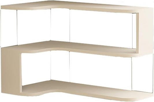 Desktop Organizer Shelf, Multi-Tier Space Saving Bookshelf with Corner Storage Design, Wooden Desk Rack, Countertop for Home Office Dorm(White,19.6 * 11.8 * 11.8in)