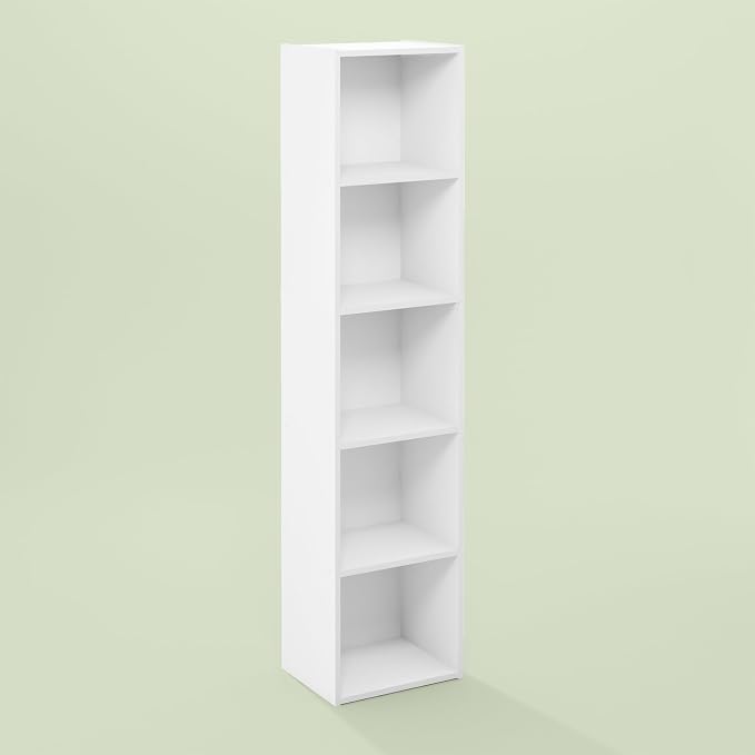 Hagen 5-Tier Open Shelf Bookcase, Bookshelf, for Living Room and Home Office, White