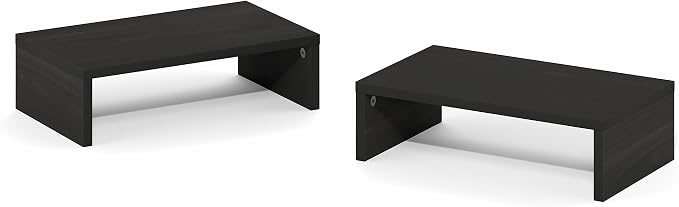 Furinno CLASSIC Monitor Stand Riser Set of 2, 15.7" Wide Dual Monitor Riser, Stackable Separable Laptop Stand for Desk, Desktop Organizers and Accessories, for Office Supplier, Espresso